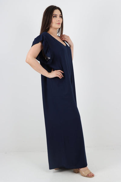 Ruffled Sleeve Back Tie Open Jumpsuit - Lashra Fashion