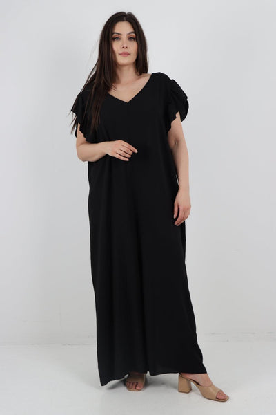 Ruffled Sleeve Back Tie Open Jumpsuit - Lashra Fashion