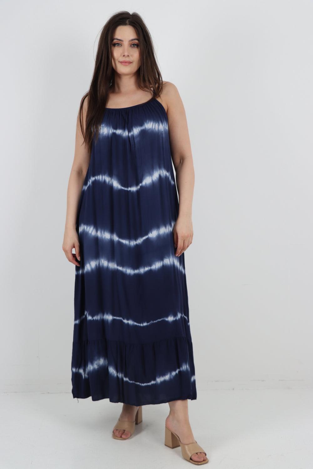 Tie Dye Print Ruffle Hem Sun Dress - Lashra Fashion