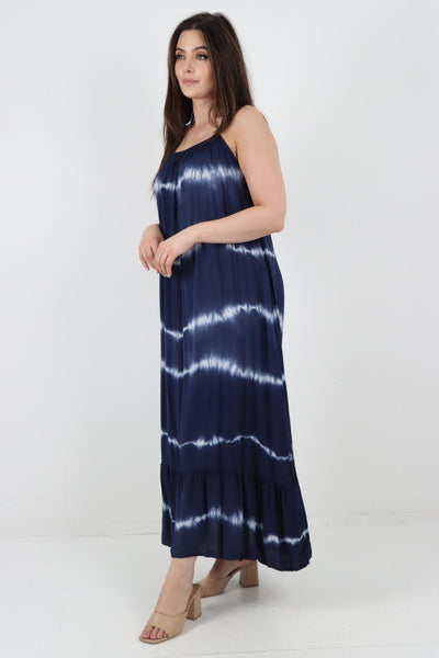 Tie Dye Print Ruffle Hem Sun Dress - Lashra Fashion