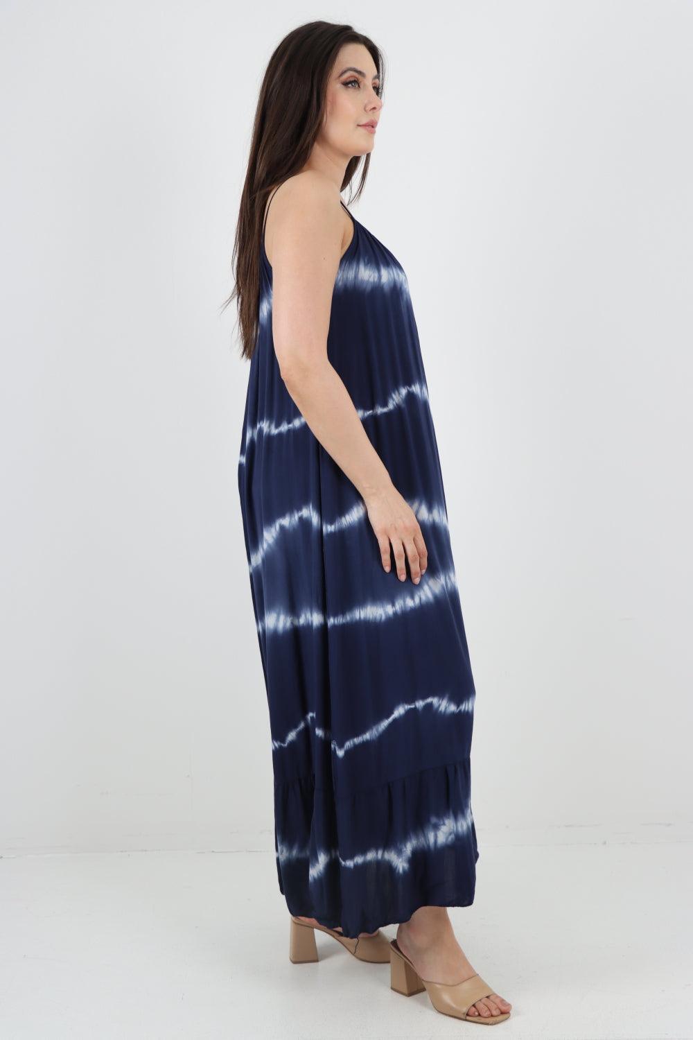 Tie Dye Print Ruffle Hem Sun Dress - Lashra Fashion