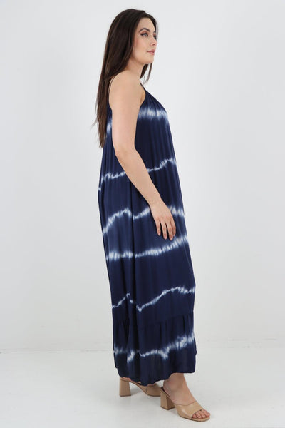 Tie Dye Print Ruffle Hem Sun Dress - Lashra Fashion