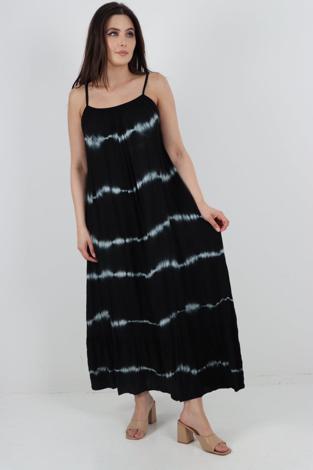 Tie Dye Print Ruffle Hem Sun Dress - Lashra Fashion