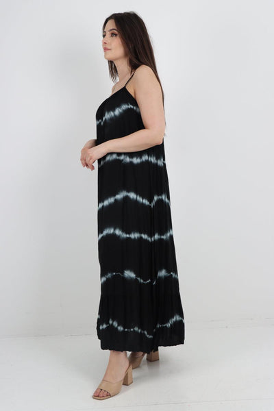 Tie Dye Print Ruffle Hem Sun Dress - Lashra Fashion