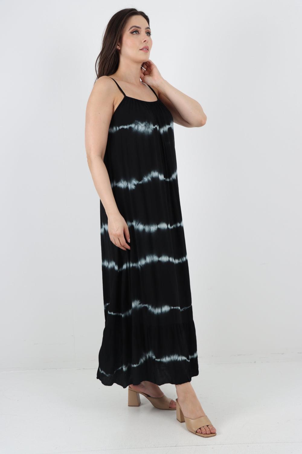 Tie Dye Print Ruffle Hem Sun Dress - Lashra Fashion