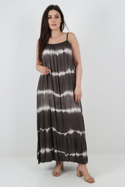 Tie Dye Print Ruffle Hem Sun Dress - Lashra Fashion