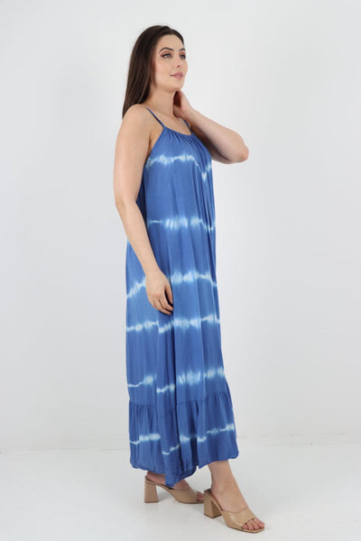 Tie Dye Print Ruffle Hem Sun Dress - Lashra Fashion