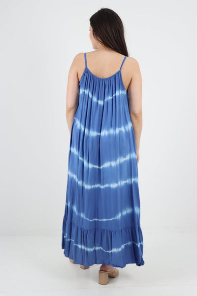 Tie Dye Print Ruffle Hem Sun Dress - Lashra Fashion