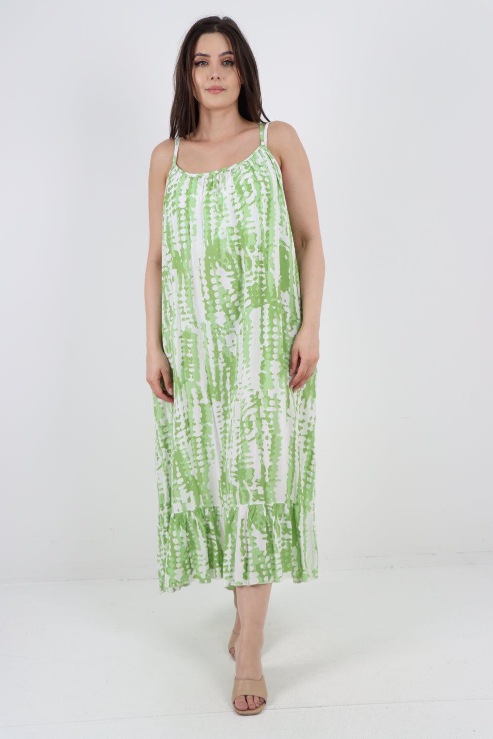 Tie Dye Print Sleeveless Dress - Lashra Fashion