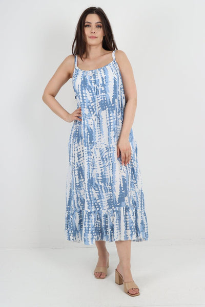 Tie Dye Print Sleeveless Dress - Lashra Fashion