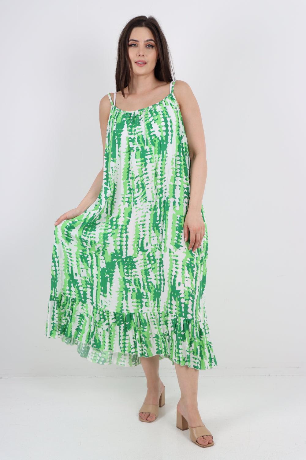 Tie Dye Print Sleeveless Dress - Lashra Fashion