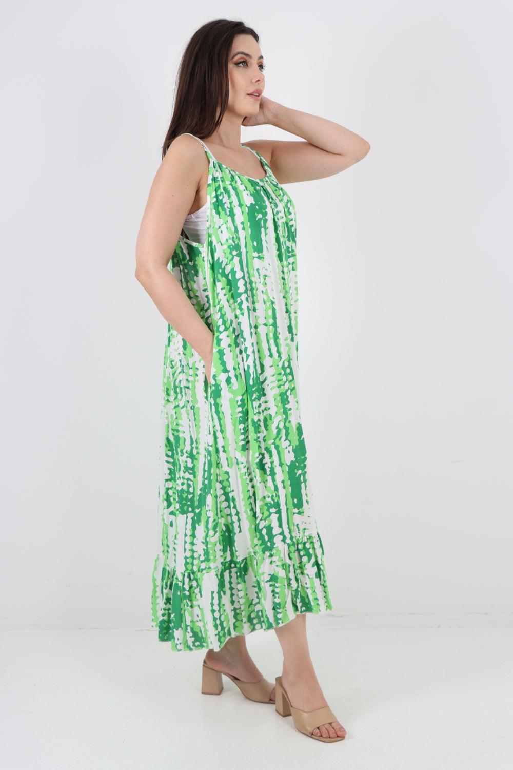 Tie Dye Print Sleeveless Dress - Lashra Fashion