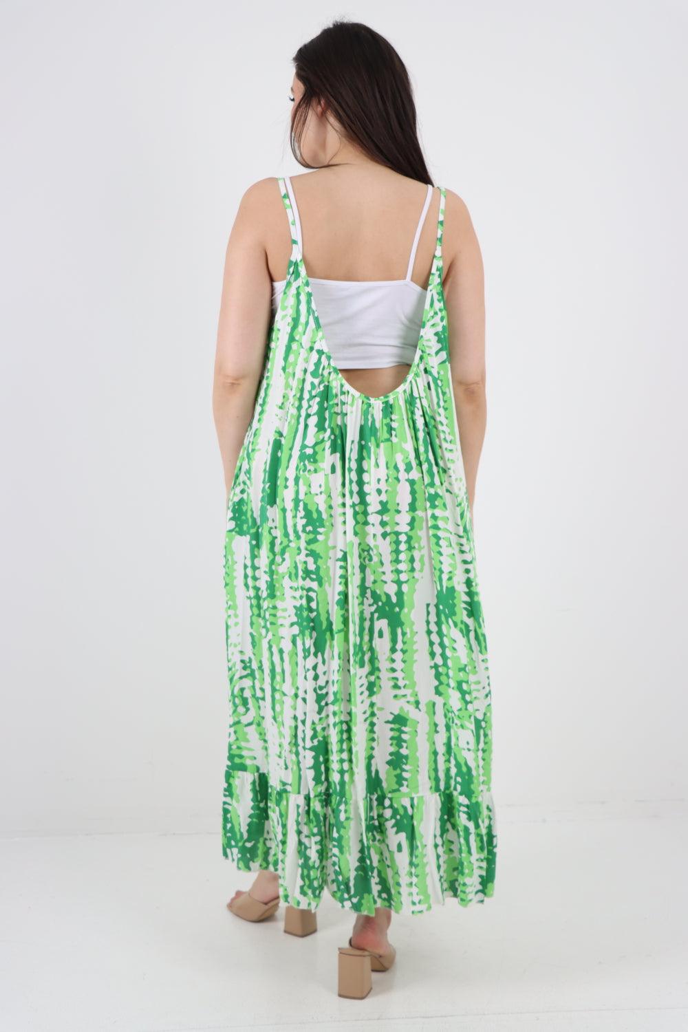 Tie Dye Print Sleeveless Dress - Lashra Fashion