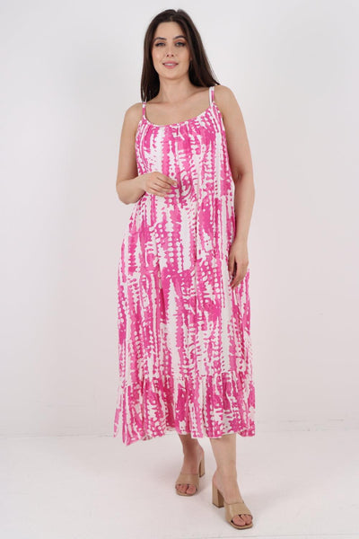 Tie Dye Print Sleeveless Dress - Lashra Fashion