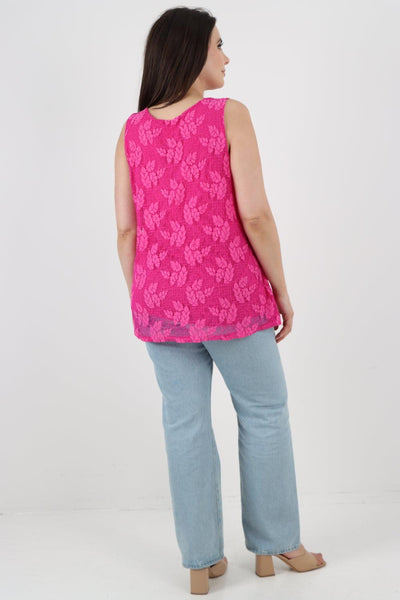 Crochet Lace Detail Neck Vest Top - Lashra Fashion