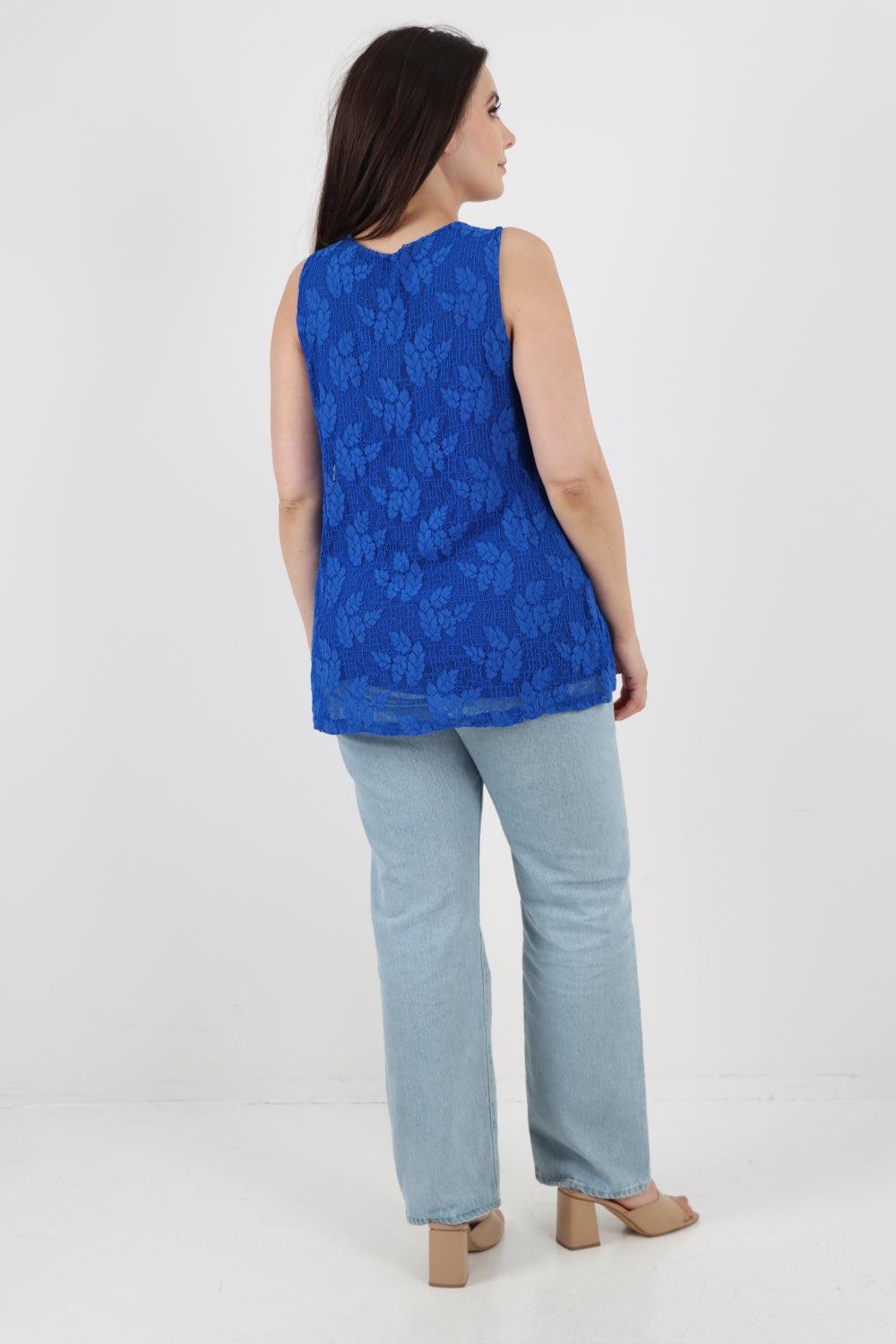 Crochet Lace Detail Neck Vest Top - Lashra Fashion