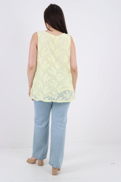 Crochet Lace Detail Neck Vest Top - Lashra Fashion