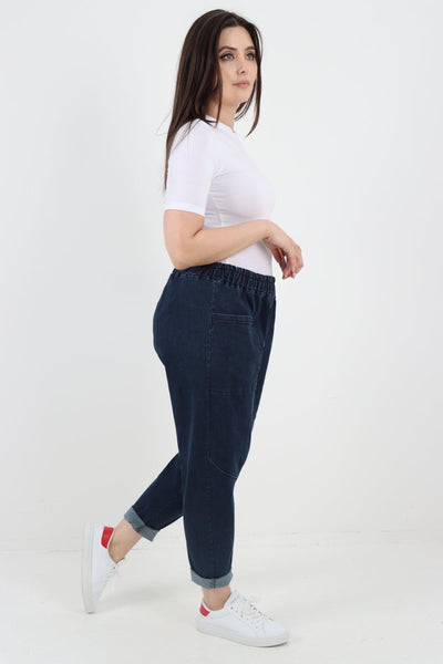 High Rise Front Pocket Denim Trouser - Lashra Fashion