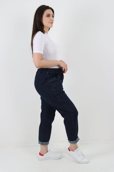 High-Rise Front Pocket Panel Denim Trouser - Lashra Fashion