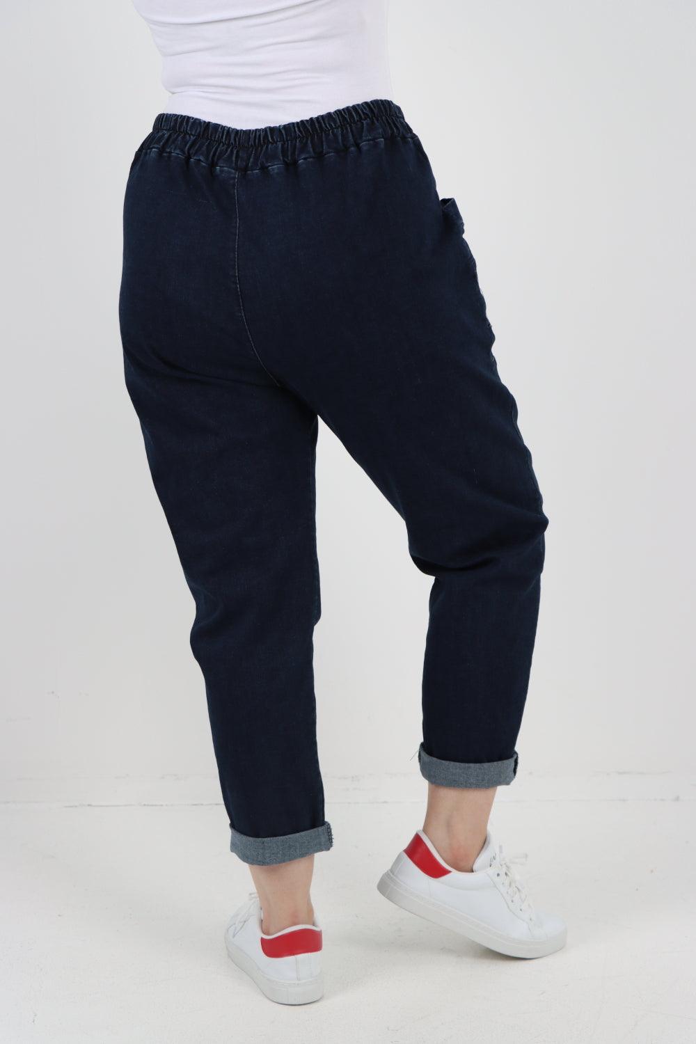 High-Rise Front Pocket Panel Denim Trouser - Lashra Fashion