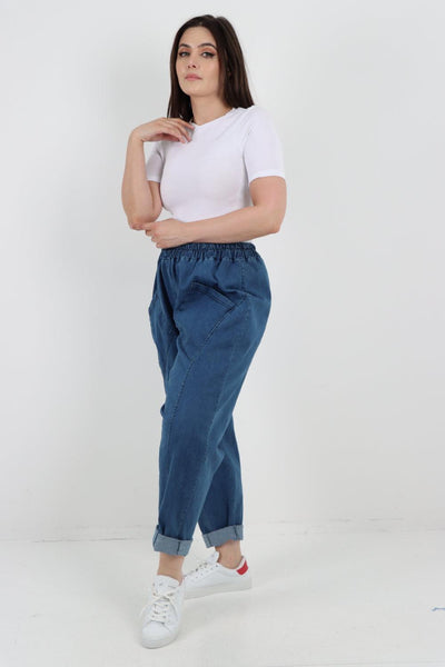 Patch Pocket Denim Trouser - Lashra Fashion