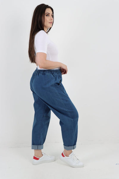 Patch Pocket Denim Trouser - Lashra Fashion