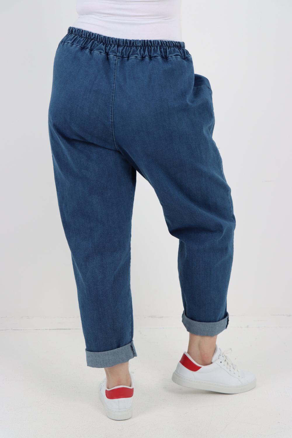 Patch Pocket Denim Trouser - Lashra Fashion