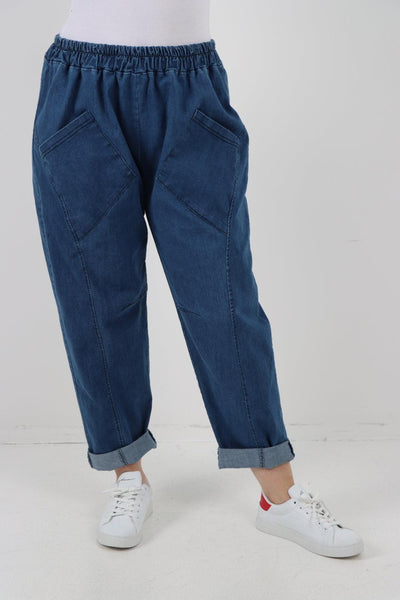 Patch Pocket Denim Trouser - Lashra Fashion