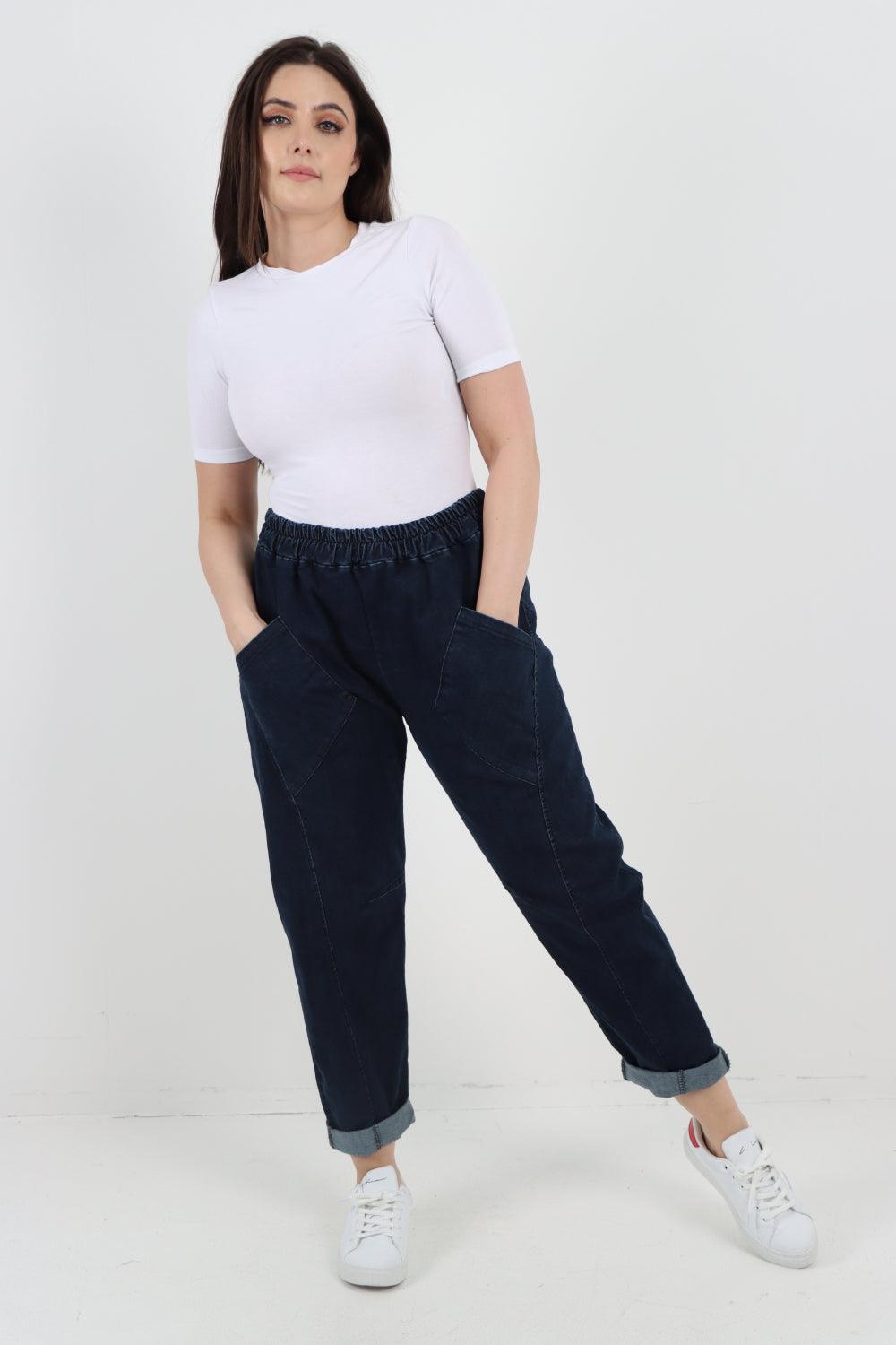 Patch Pocket Denim Trouser - Lashra Fashion