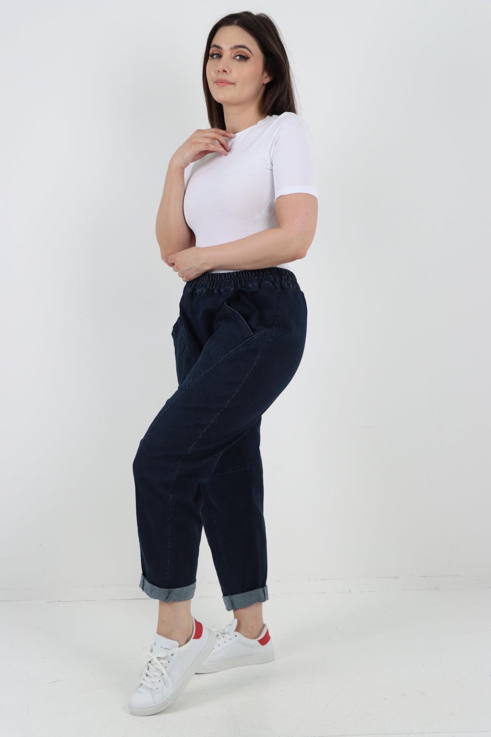 Patch Pocket Denim Trouser - Lashra Fashion