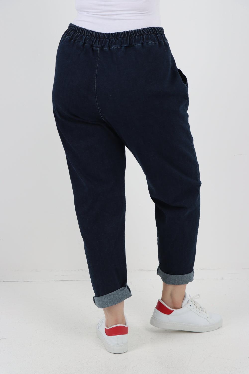 Patch Pocket Denim Trouser - Lashra Fashion