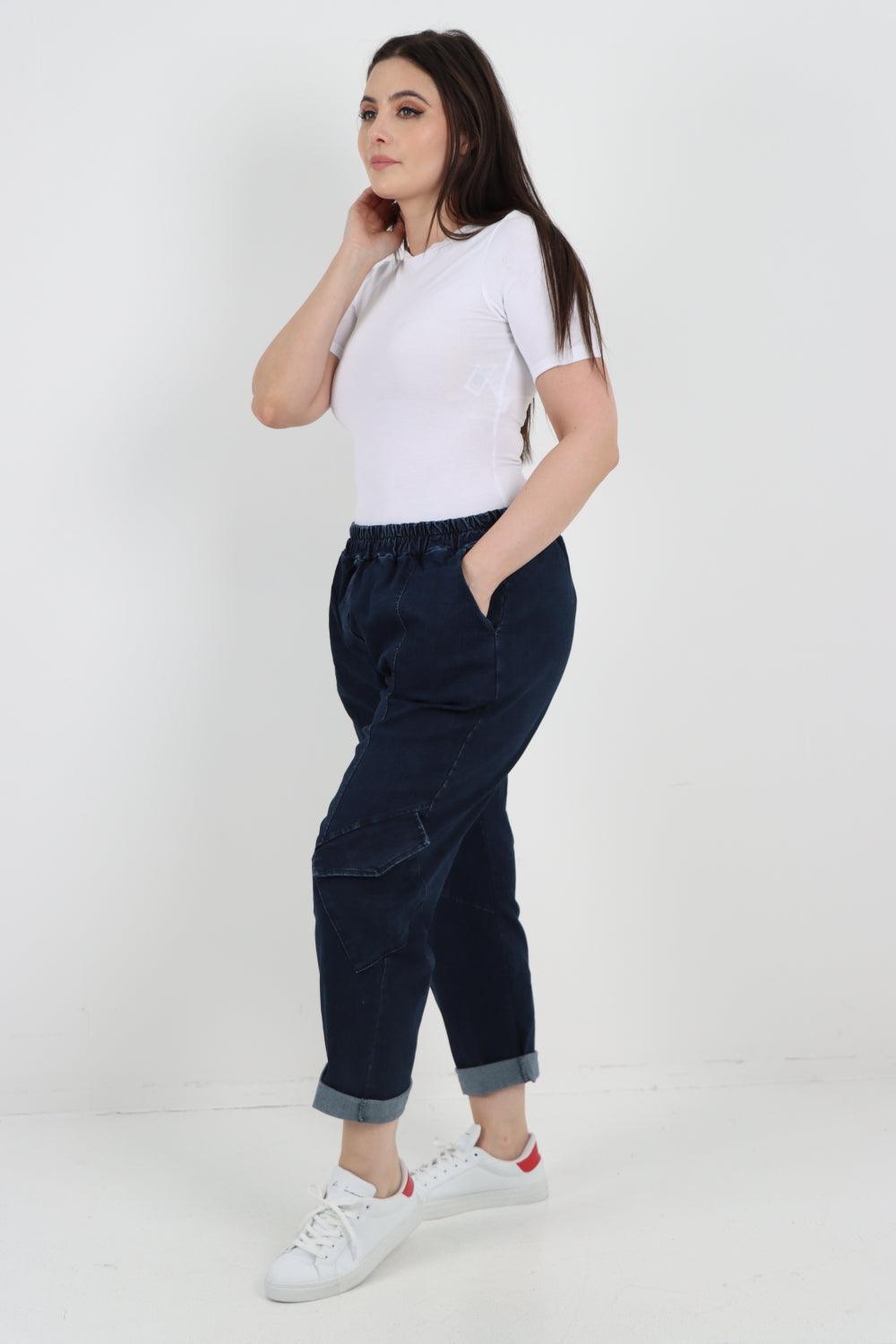 Diagonal Pockets Panel Detail Trousers - Lashra Fashion