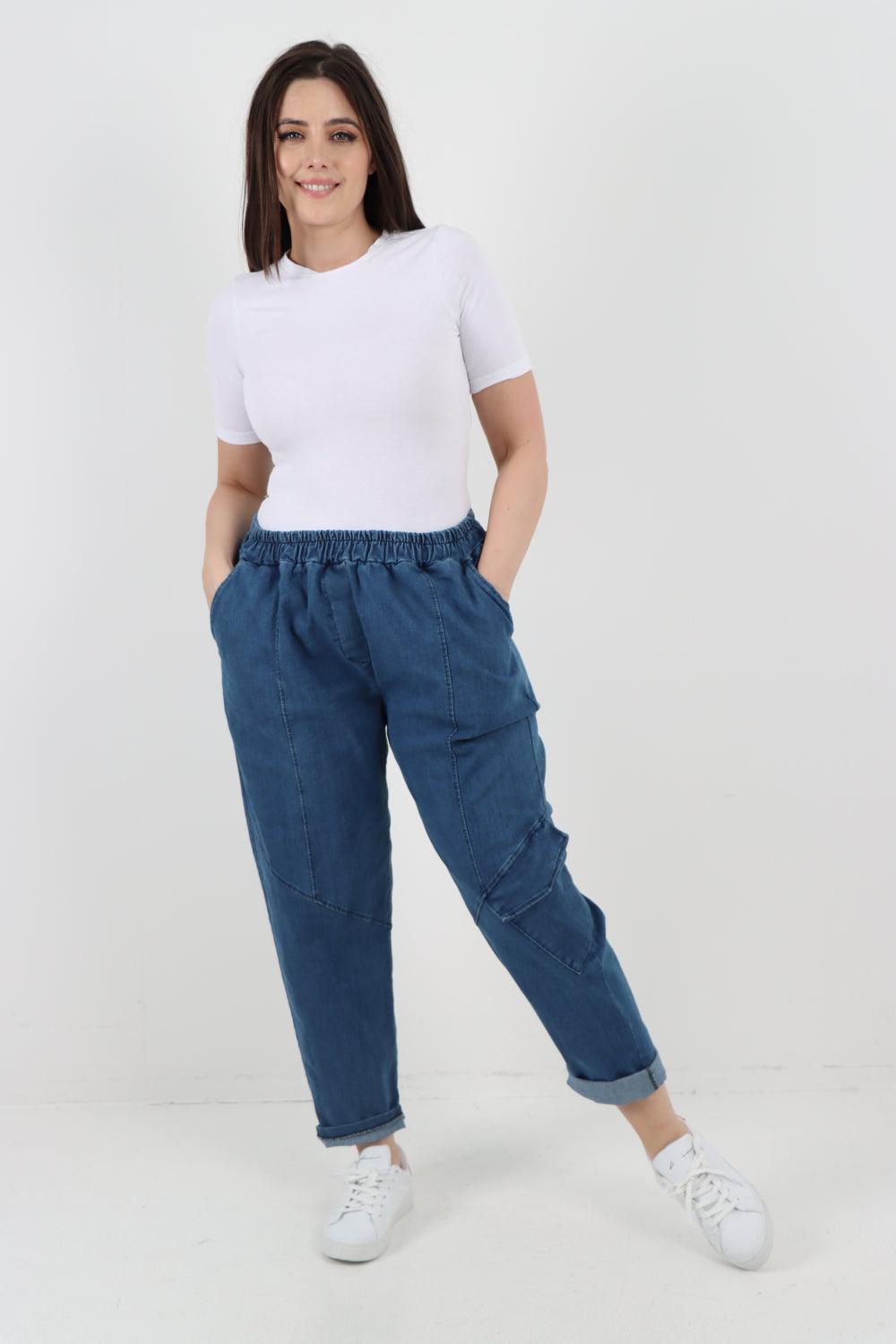 Diagonal Pockets Panel Detail Trousers - Lashra Fashion