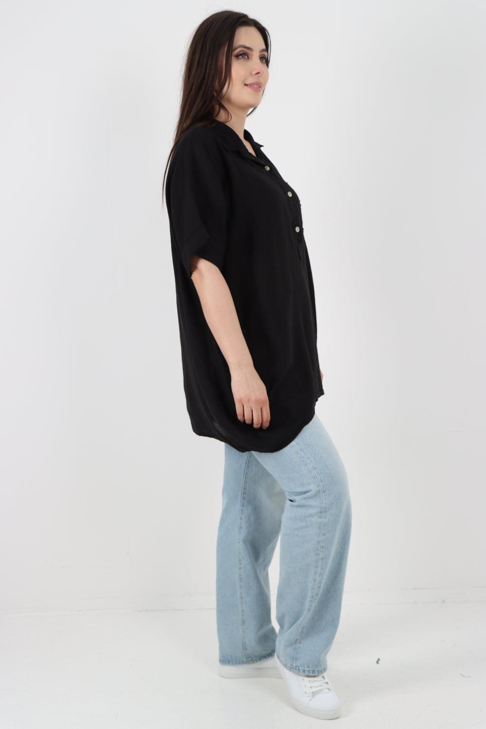 Mesh Net Pocket Linen Tunic Top - Lashra Fashion