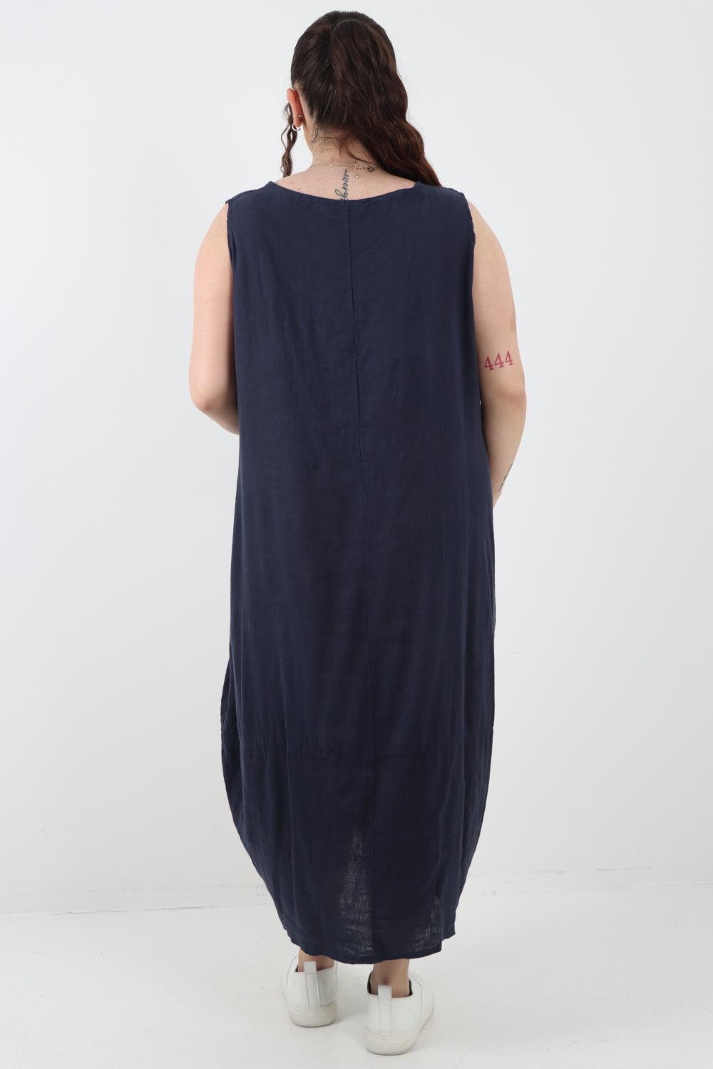 Oversized Blend Pull Tie Cocoon Vest Dress - Lashra Fashion