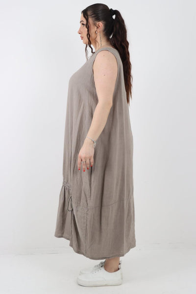 Oversized Blend Pull Tie Cocoon Vest Dress - Lashra Fashion