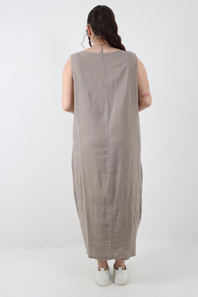 Oversized Blend Pull Tie Cocoon Vest Dress - Lashra Fashion