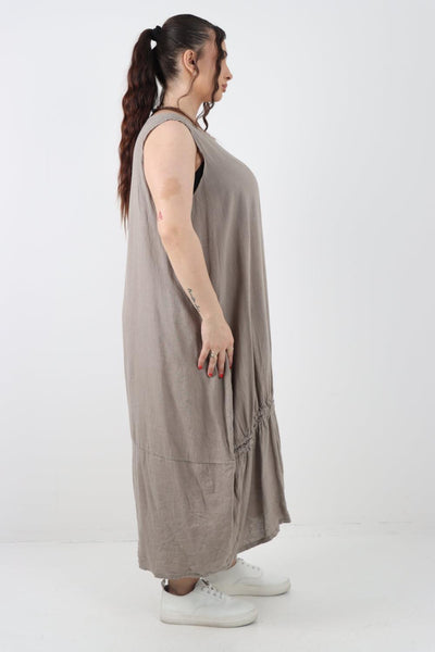 Oversized Blend Pull Tie Cocoon Vest Dress - Lashra Fashion