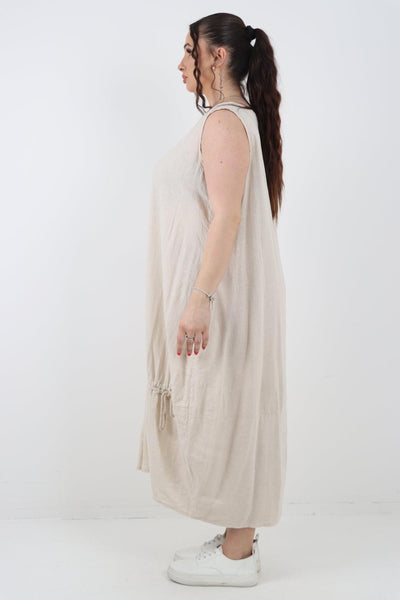 Oversized Blend Pull Tie Cocoon Vest Dress - Lashra Fashion