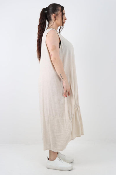 Oversized Blend Pull Tie Cocoon Vest Dress - Lashra Fashion