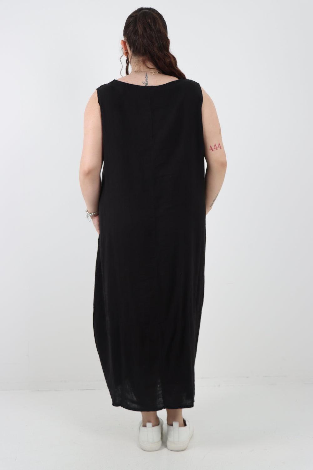 Oversized Blend Pull Tie Cocoon Vest Dress - Lashra Fashion