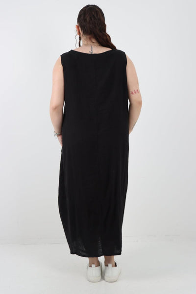 Oversized Blend Pull Tie Cocoon Vest Dress - Lashra Fashion