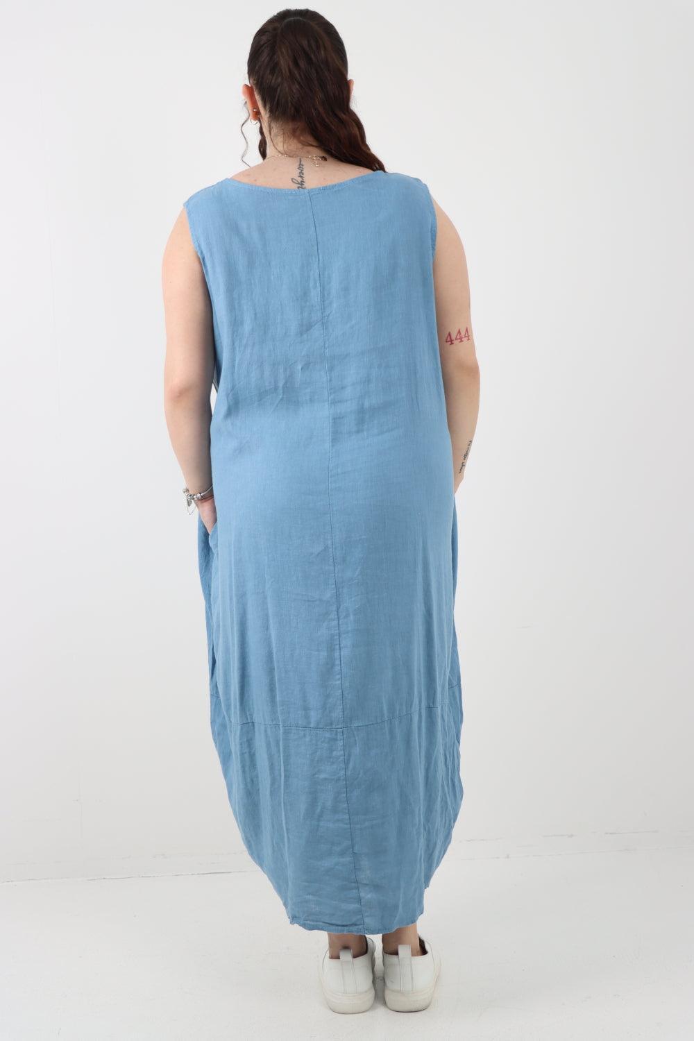 Oversized Blend Pull Tie Cocoon Vest Dress - Lashra Fashion