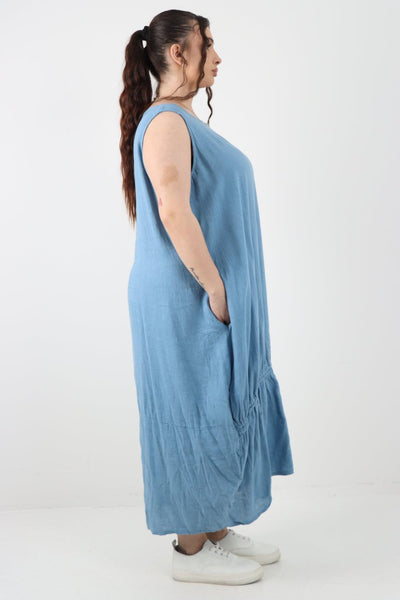 Oversized Blend Pull Tie Cocoon Vest Dress - Lashra Fashion