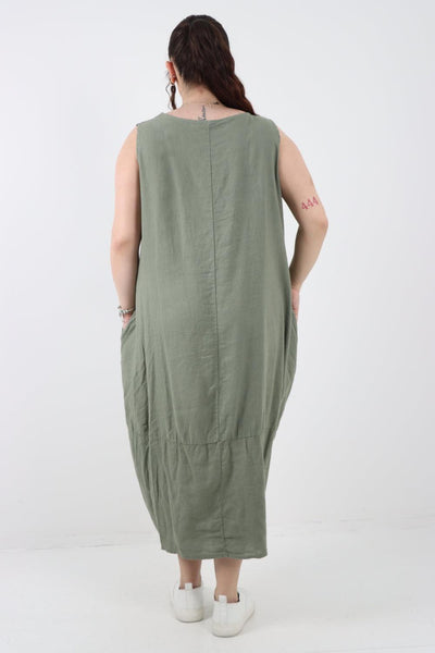 Oversized Blend Pull Tie Cocoon Vest Dress - Lashra Fashion