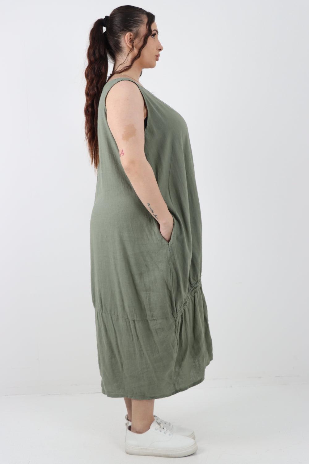 Oversized Blend Pull Tie Cocoon Vest Dress - Lashra Fashion