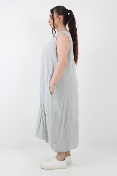 Oversized Blend Pull Tie Cocoon Vest Dress - Lashra Fashion