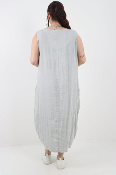 Oversized Blend Pull Tie Cocoon Vest Dress - Lashra Fashion