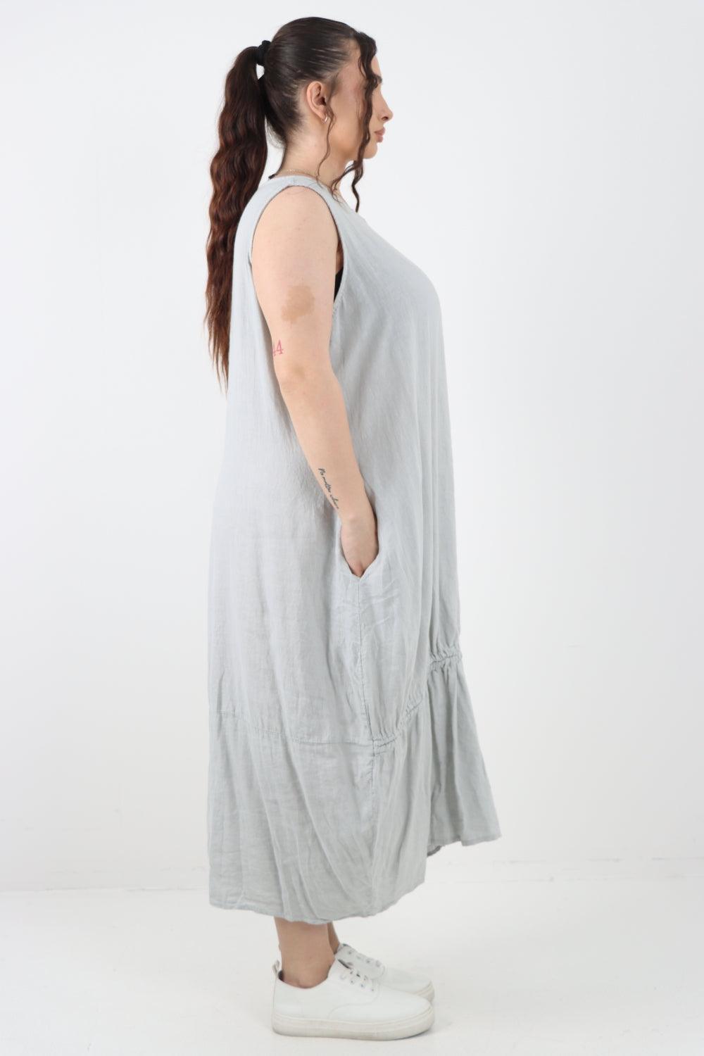 Oversized Blend Pull Tie Cocoon Vest Dress - Lashra Fashion