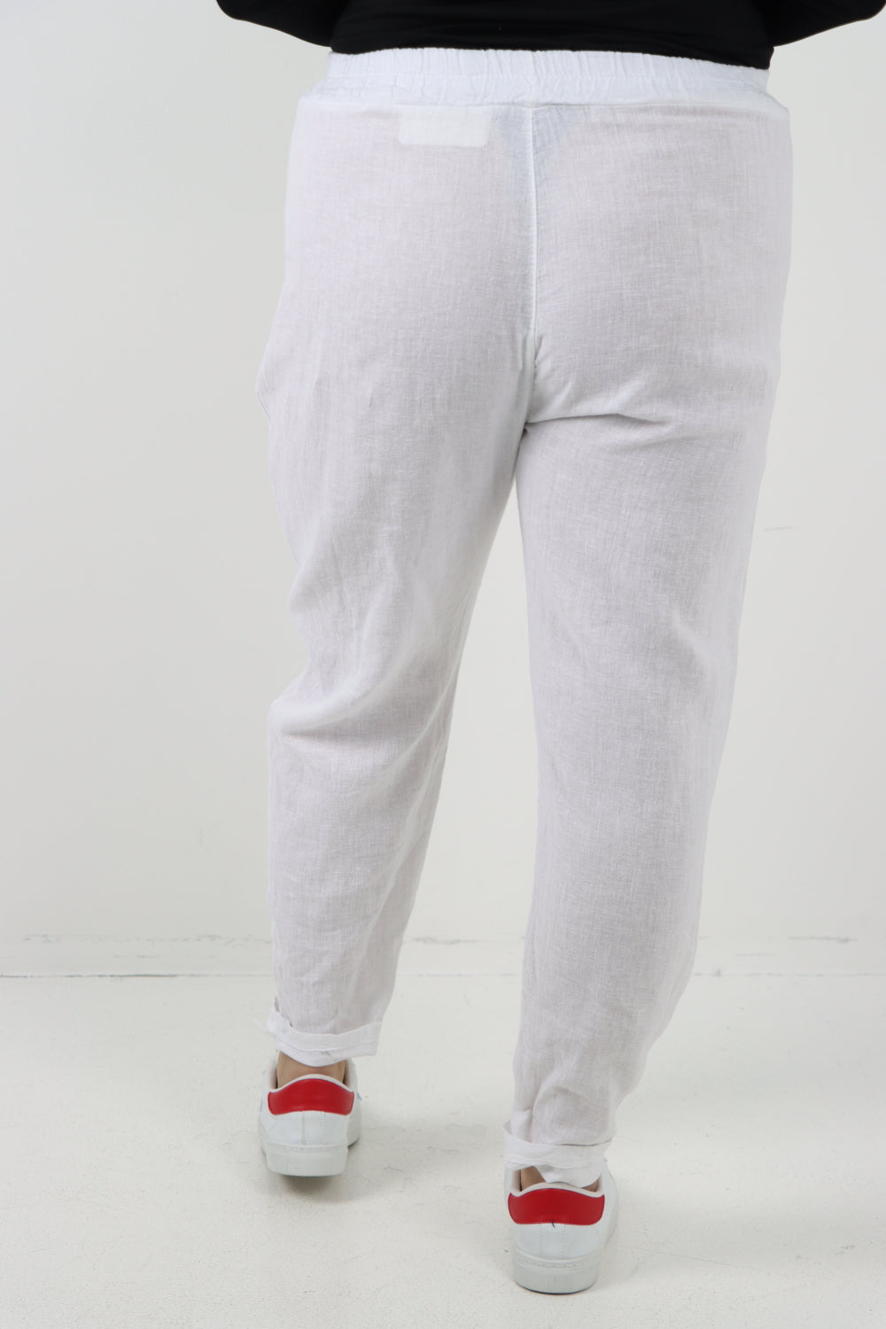 Side Pockets Roll Up Linen Trouser